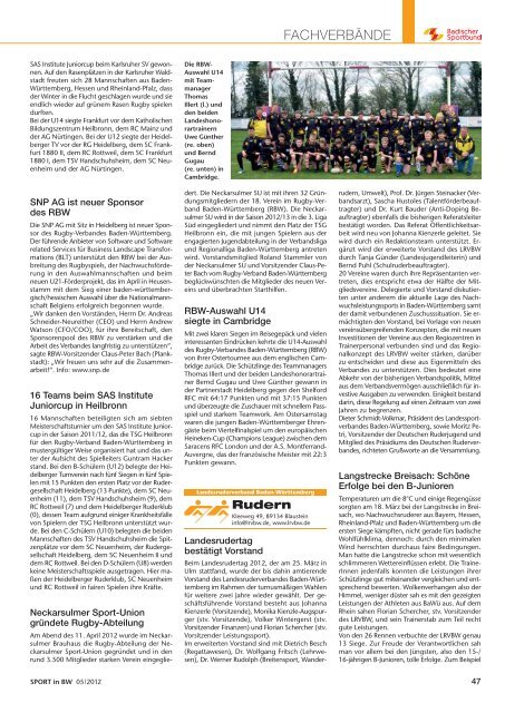 Sport in bw Nr. 05/12 - Badischer Sportbund Nord ev