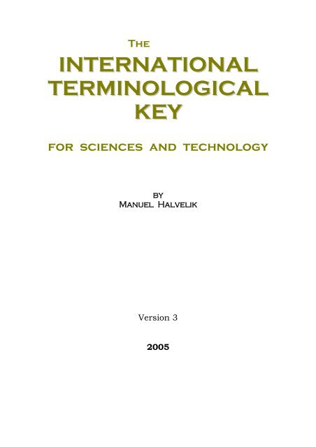 Hot X Pori - The International Terminological Key - universala esperanto