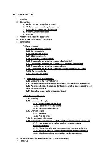 RICHTLIJNEN SENOLOGIE 1. Inleiding 2 ... - AZ Sint-Lucas