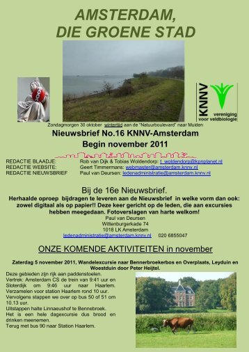 16e nieuwsbrief van de KNNV afdeling Amsterdam is uit