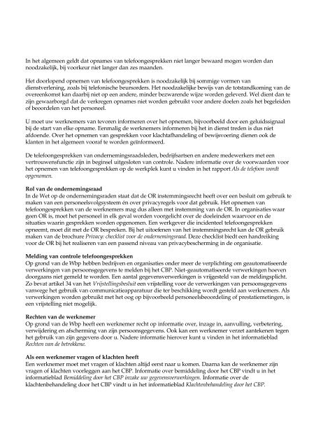 Opnemen telefoongesprekken op de werkplek - Bps