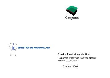 Regionale Woonvisie Kop van Noord Holland 2005-2015 (PDF ...