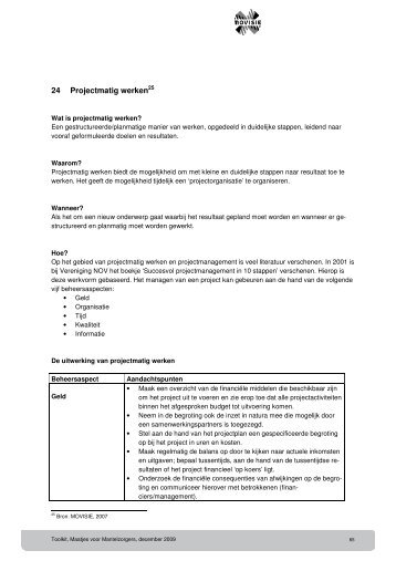 24 Projectmatig werken - Movisie