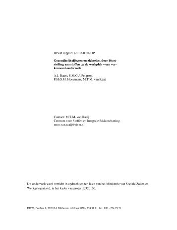 RIVM rapport 320100001/2005 Gezondheidseffecten en ziektelast ...