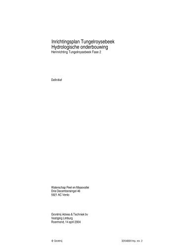 Hydrologische onderbouwing inrichtingsplan Tungelroysebeek fase 2