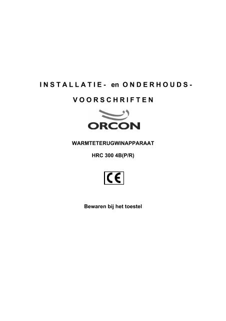 Orcon Montagehandleiding HRC 300 4B.pdf - Luchtwinkel