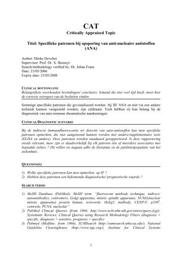 CAT HbA1c: analytische performantie en klinische ... - UZ Leuven