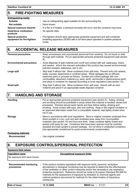 [PDF] Safety Data Sheet - Sika UK