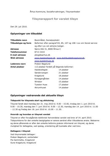 Varslet tilsyn Boområdet 18. juni 2010 (pdf 188 KB) - Aarhus.dk