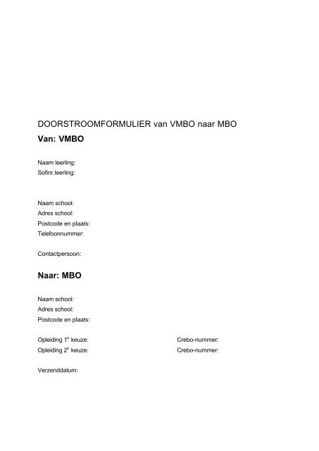 Download doorstroomformulier MBO Regio Breda - De Rooi Pannen