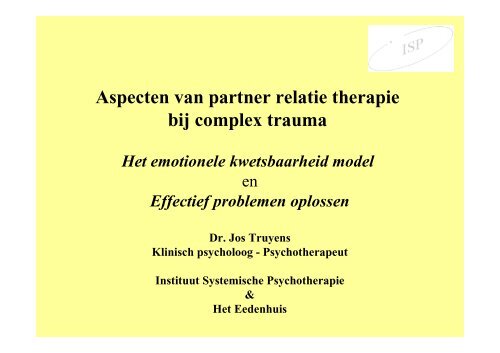 Aspecten van partner relatie therapie bij complex trauma