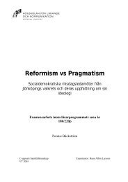 Reformism vs Pragmatism. Socialdemokratiska ... - Pontus Bäckström
