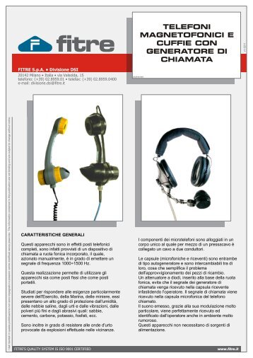 telefoni magnetofonici e cuffie con generatore di chiamata - Fitre SpA