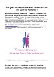 Les gastronomes célibataires se rencontrent sur Cooking Romance !