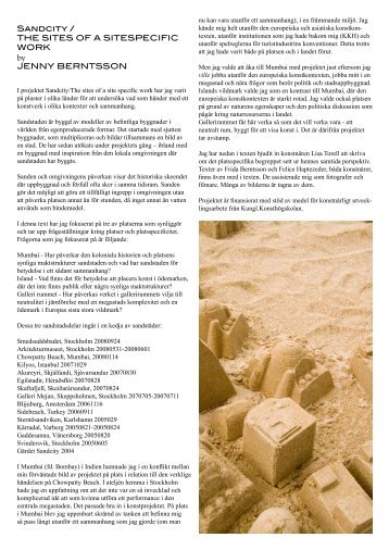 Sandcity / THE SITES OF A SITESPECIFIC ... - Jenny Berntsson