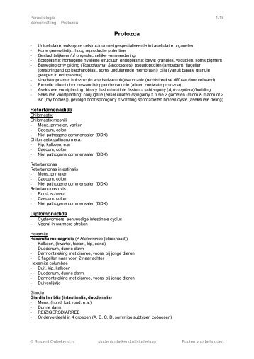 Protozoa - Diergeneeskundige Studenten Raad