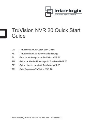 TruVision NVR 20 Quick Start Guide - UTC Fire & Security