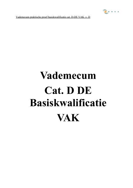 Vademecum Cat. D/DE - Basiskwalificatie - VAK