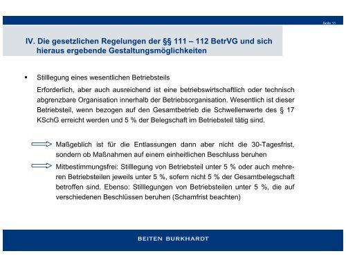 IV. Die gesetzlichen Regelungen der §§ 111 – 112 BetrVG und sich ...