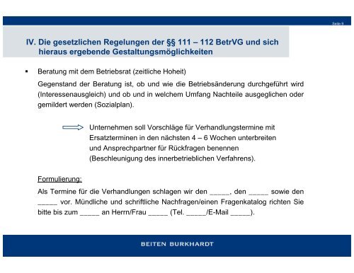 IV. Die gesetzlichen Regelungen der §§ 111 – 112 BetrVG und sich ...