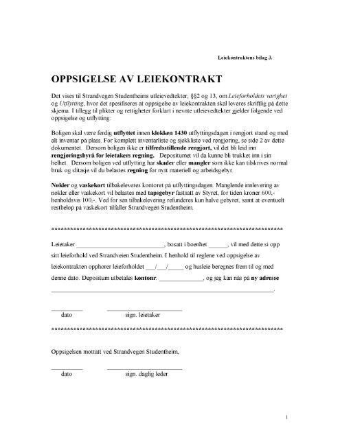 Savelistrik: Si Opp Leiekontrakt Leietaker Mal