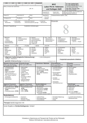 Anforderungsschein Nr. 8 - MVZ Labor PD Dr. Volkmann und Kollegen