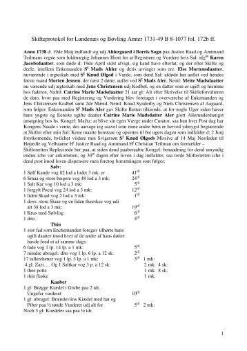 Skifteprotokol for Lundenæs og Bøvling Amter 1731-49 B 8-1077 fol ...