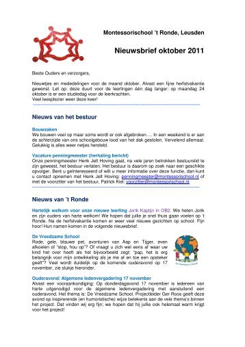 Nieuwsbrief oktober 2011 - Montessorischool 't Ronde