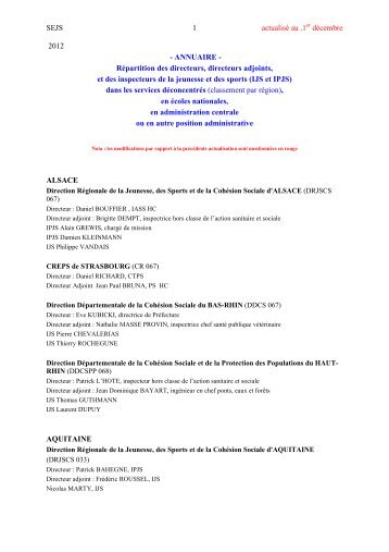 ANNUAIRE pour le site du SEJS - Fédération Française de Judo