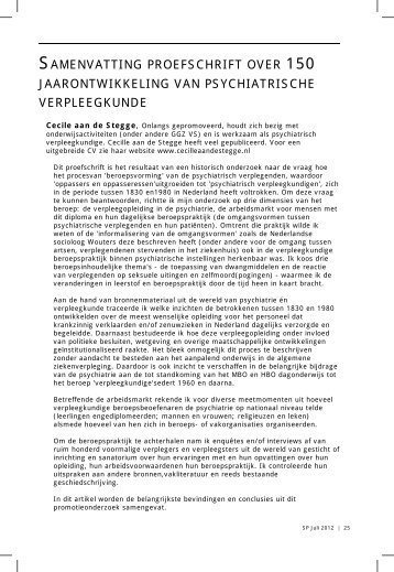 Samenvatting proefschrift over 150 jaarontwikkeling van ... - Nvspv