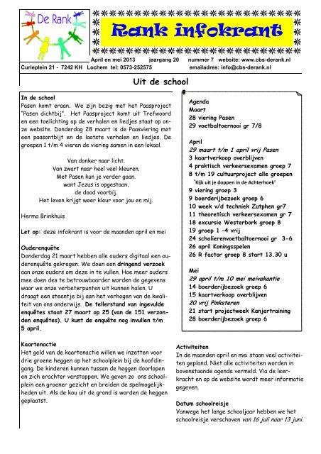 Infokrant April en Mei 2013 - De Rank