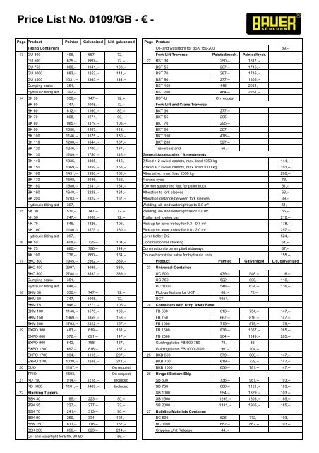 Price List No. 0109/GB - Bauer Gmbh