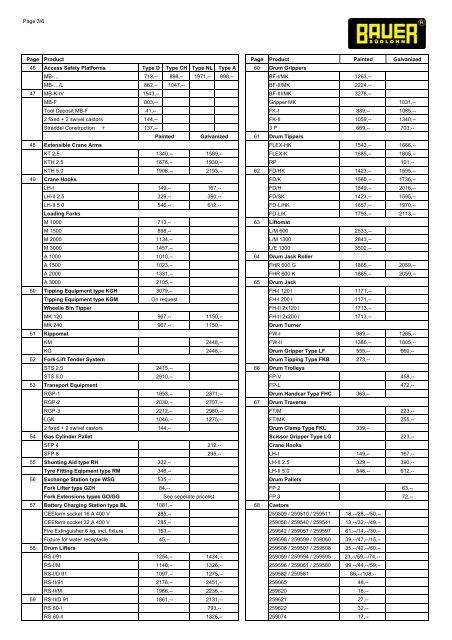 Price List No. 0109/GB - Bauer Gmbh