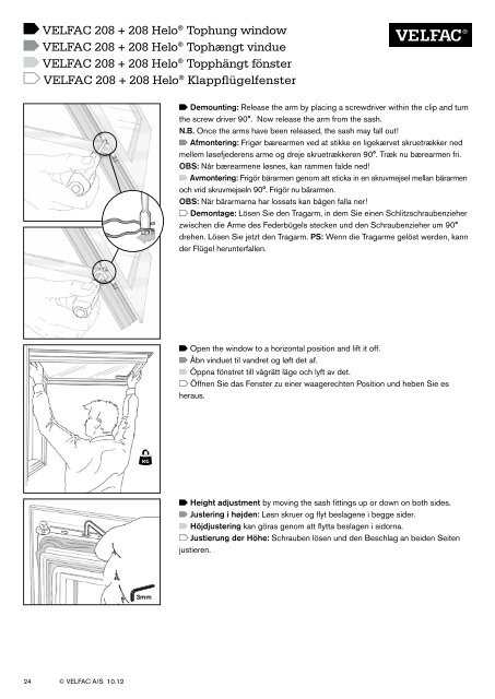 Installation guide 10.2012 Montagevejledning ... - velfac.ie