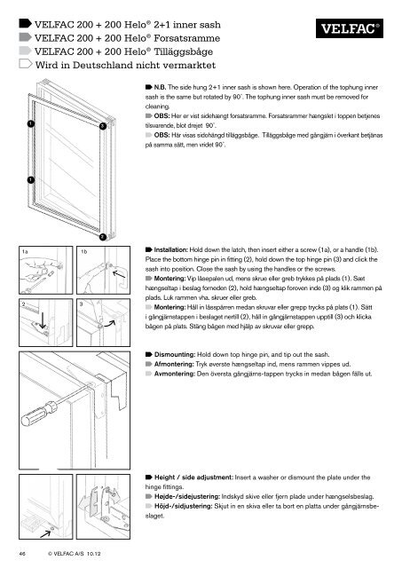 Installation guide 10.2012 Montagevejledning ... - velfac.ie