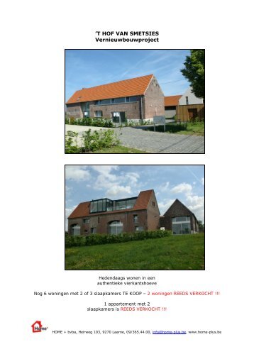 'T HOF VAN SMETSIES Vernieuwbouwproject - Home+ BVBA