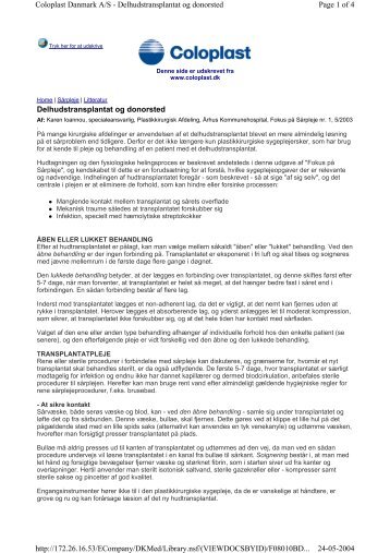 Delhudstransplantat og donorsted Page 1 of 4 Coloplast Danmark A ...