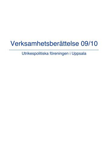 Verksamhetsberättelse 2009-2010 - Utrikespolitiska föreningen i ...