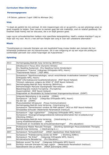 Curriculum Vitae Chiel Delver - Delver & van der Knaap