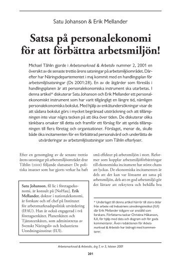 Satsa på personalekonomi för att förbättra arbetsmiljön!