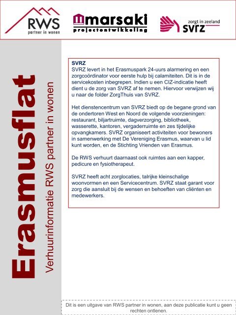 Verhuurfolder Erasmusflat jan 2011 - RWS partner in wonen