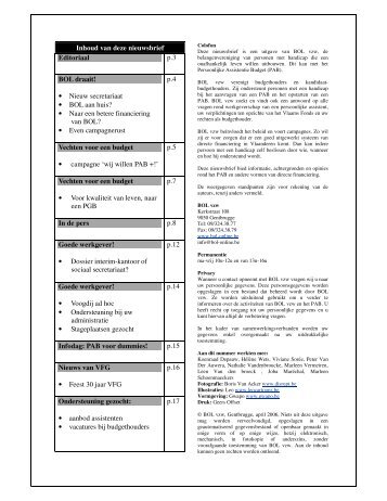 Nieuwsbrief BOL - april 2006 - Onafhankelijk Leven