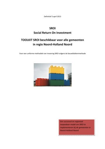 Toolkit Social Return On Investment - Regionaal Platform ...