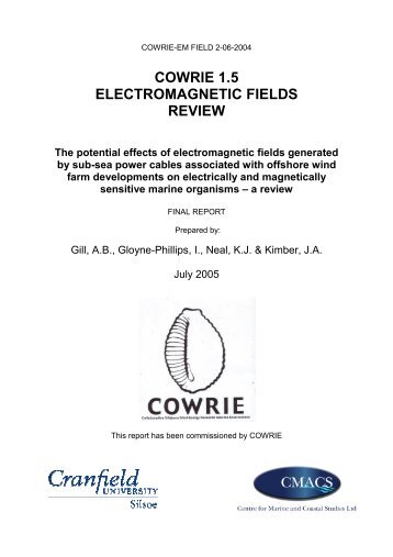 COWRIE 1.5 ELECTROMAGNETIC FIELDS REVIEW