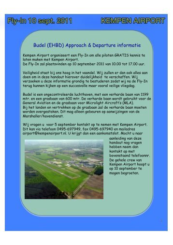 Budel (EHBD) Approach & Departure informatie - Kempen Airport