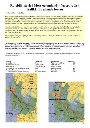 Rutebilhistorie i Moss og omland—fra sporadisk trafikk ... - Busshobby