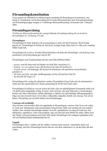 Församlingskonstitution - Trelleborgs Missionsförsamling