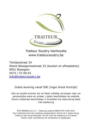 Traiteur Soubry-Vanhoutte www.traiteursoubry.be - Cesousoft