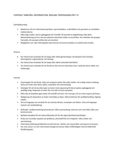 centralt innehåll information, reklam, propaganda år 7-9 - Learnify