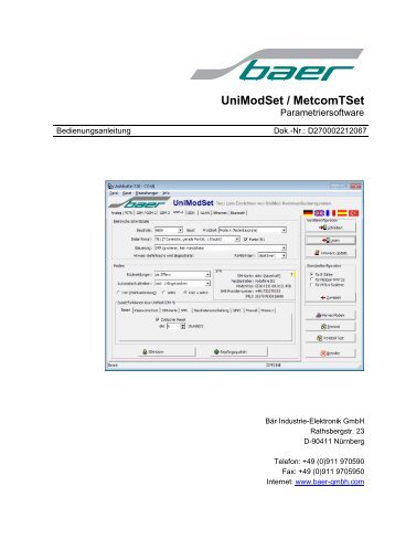 Unimodset / Metcomtset - Baer Gmbh